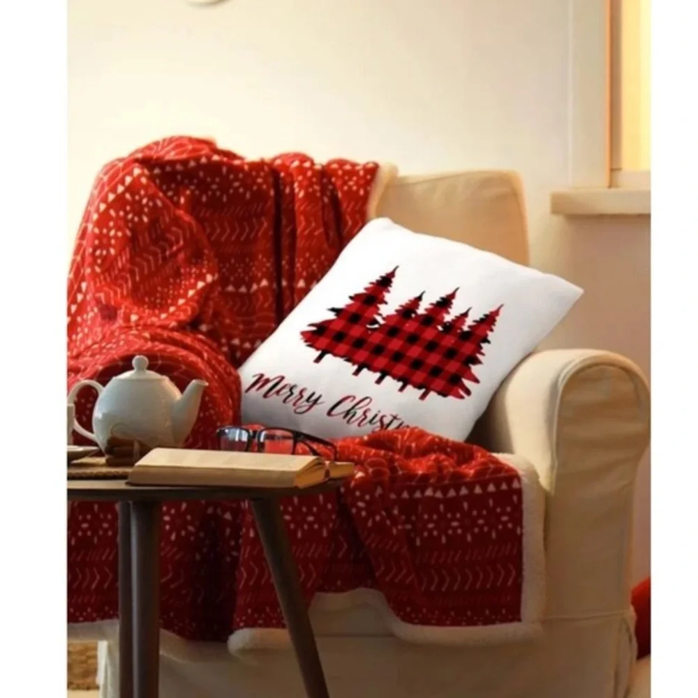 Farmhouse Buffalo Plaid 17 x 17 Throw Pillow Cover (QUANTITY ONE)